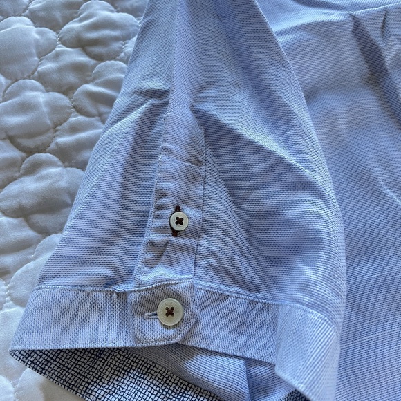 Ted Baker London Light Blue Short Sleeve Button Down Size 6 (XXL) - Picture 6 of 6
